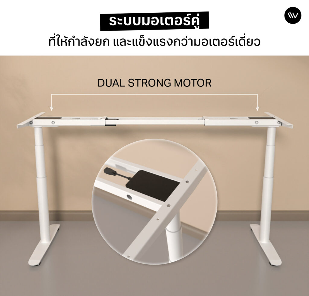 โต๊ะปรับระดับไฟฟ้า LIV มอเตอร์คู่ เสียงเบาและรับน้ำหนักได้มากกว่า​