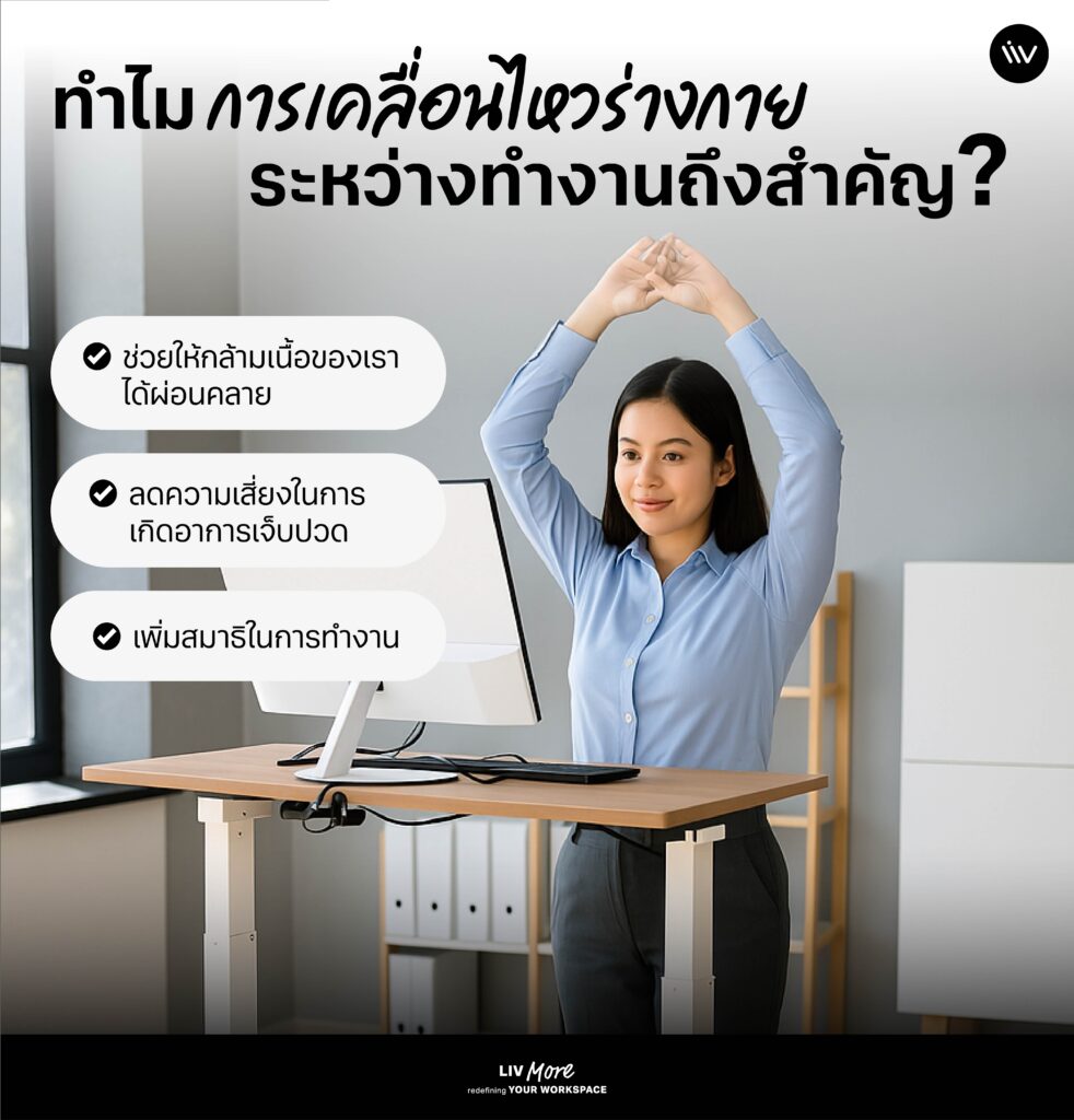 การเคลื่อนไหวร่างกายระหว่างทำงาน ช่วยอะไรได้บ้าง?